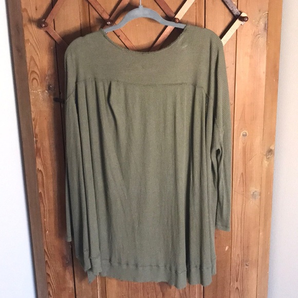Free People army green tunic sweater - Picture 4 of 6